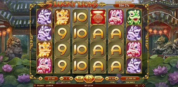 5 Lucky Lions tính thưởng tương tự các slot game khác