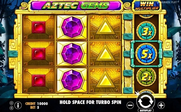 Các biểu tượng của Aztec Gems độc đáo với 3 cuộn đá quý màu sắc đẹp mắt