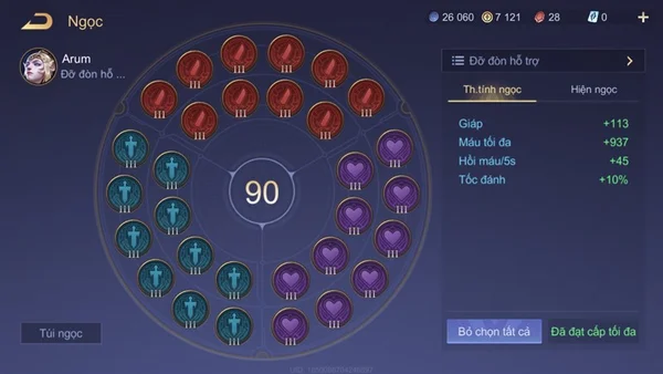 Bảng ngọc của Arum Liên Quân