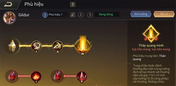 Phép bổ trợ và phù hiệu của Gildur trong Liên Quân