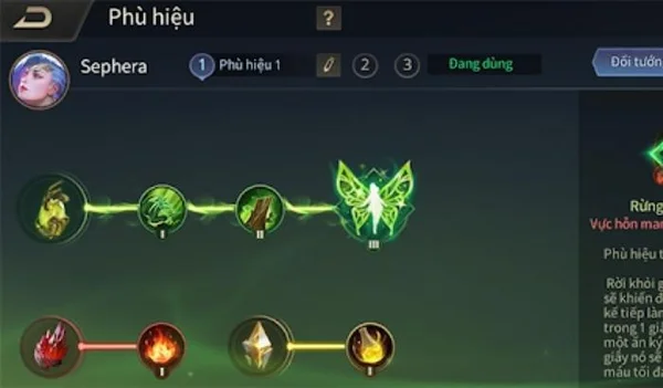 Phù hiệu và phép bổ trợ của Sephera trong Liên Quân