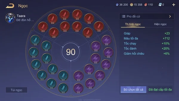 Bảng ngọc của Taara trong Liên Quân Mobile