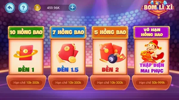 Có 4 phòng chơi bom lì xì