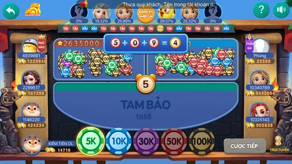 Game tài xỉu hấp dẫn với nhiều người chơi