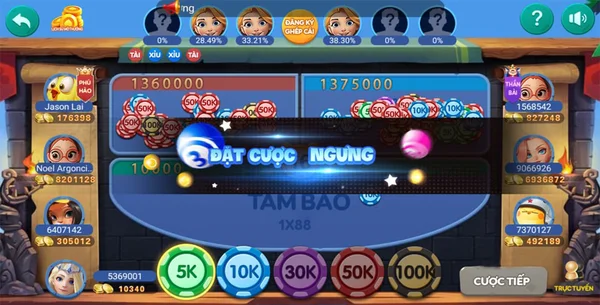 Người chơi thực hiện đặt cược trong thời gian quy định