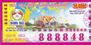 Ví dụ về mặt trước mặt sau của 1 tờ vé số lô tô miền Nam