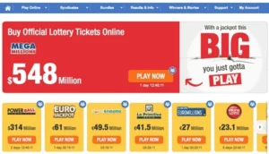 Giao diện trang chủ web TheLotter mua vé số quốc tế