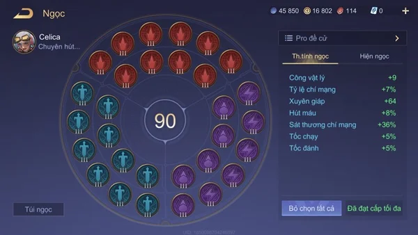 Bảng ngọc mạnh nhất cho Celica