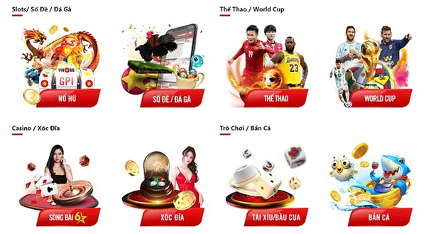 Các tựa game cá cược tại VN88 vô cùng đa dạng