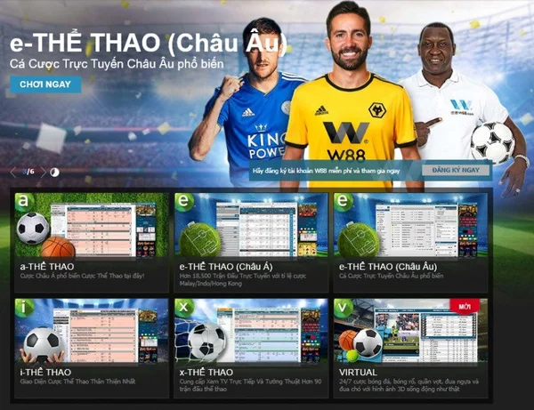 Các sản phẩm cá độ thể thao tại W88 rất đa dạng