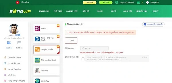 Nạp tiền siêu đơn giản, nhanh chóng cho người chơi