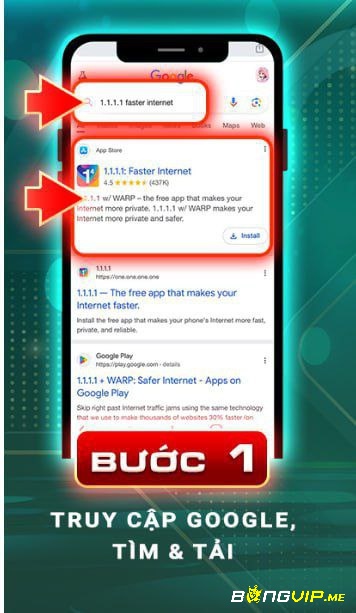 Hướng dẫn dùng VPN truy cập Bongvip khi bị chặn: Tải 1.1.1.1